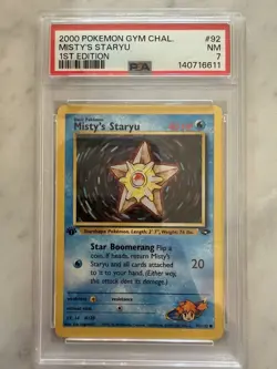 2000 POKEMON GYM CHALLENGE 1ST ED #92 MISTY'S STARYU PSA 7 - Image 1