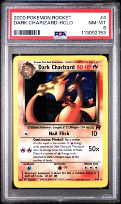 Dark Charizard PSA 8 2000 Pokemon Rocket Unlimited Holo Rare #4/82 NEW Cert *11 - Image 1