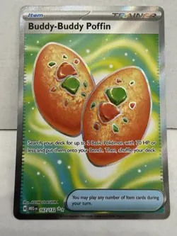 Pokemon Buddy-Buddy Poffin Trainer Ultra Rare Holo 167/132 Me01: Mega Evolution - Image 1