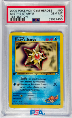 Pokemon Card Mysty's Staryu 90/132 1st Edition Gym Heroes 2000 PSA 10 👥POP 62 - Image 1