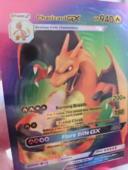 Charizard GX Rainbow Foil Fan Art Vinyl Textured Collector Card HP940 Flare Blit - Image 3