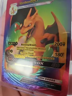 Charizard GX Rainbow Foil Fan Art Vinyl Textured Collector Card HP940 Flare Blit - Image 4