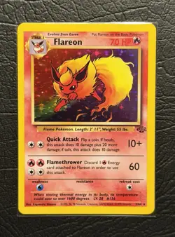 Pokemon TCG Jungle 1999 Flareon Holo Card 3/64 Near Mint - Image 1