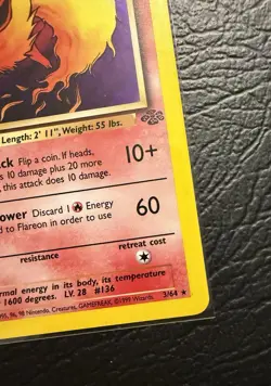 Pokemon TCG Jungle 1999 Flareon Holo Card 3/64 Near Mint - Image 5