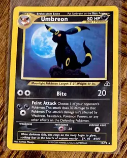 2001 POKEMON NEO DISCOVERY UMBREON HOLO CARD 13/75 STAGE 1 80 HP - Image 1