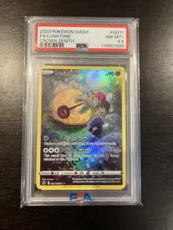 2023 POKEMON SWORD & SHIELD CROWN ZENITH #GG11 FULL ART/LUNATONE PSA 8.5 NM-MT+ - Image 4