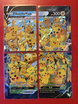 POKEMON! Pikachu V-Union SwSH Black Star Promo Set of 4 NM - Image 1