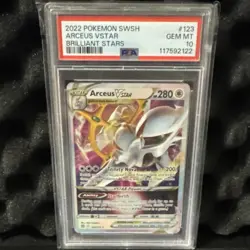2022 POKEMON SWSH09: BRILLIANT STARS #123 ARCEUS VSTAR ULTRA RARE HOLO PSA 10 - Image 1