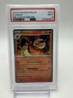 Pokemon Flareon Master Ball Pattern Rare Holo PSA 9 Prismatic Evolutions 013/131 - Image 1