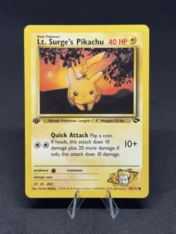 Pokemon Lt. Surge's Pikachu 84/132 Gym Challenge 1st Edition Regular - Image 1
