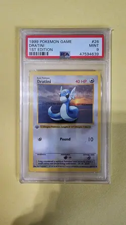 1st Ed Shadowless Dratini PSA 9 Mint Pokemon Base Set - Image 1