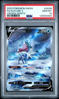 Suicune V GG38/GG70 Sword Shield Crown Zenith Pokemon PSA 10 - Image 1