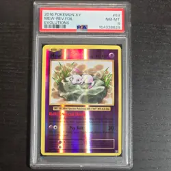 PSA 8 Pokemon Mew Evolutions XY 53/108 Reverse Holo Rare English 2016 - Image 1