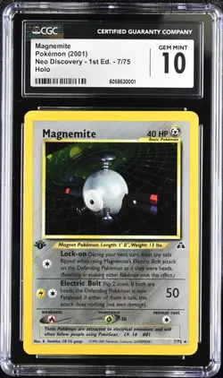 2001 Pokemon Magnemite 7 1st Edition Neo Discovery CGC 10 - Image 1