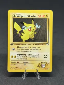Pokemon Lt. Surge's Pikachu 81/132 Gym Heroes 1st Edition Regular [11] - Image 1