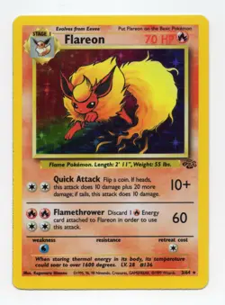 Pokemon TCG Flareon Jungle Holo Rare Unlimited LP+/NM- - Image 1