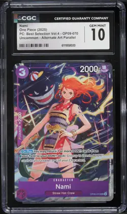 2025 One Piece Best Selection Vol 4 Alt Art Parallel Nami #OP09-070 CGC 10 - Image 1