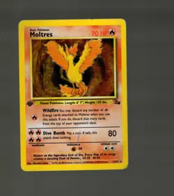 Pokemon TCG Moltres 12/62 Fossil Set 1st Edition Holo Rare Card HP English 1999 - Image 1