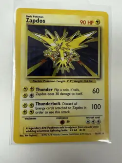 Pokemon Zapdos 90 HP Basic Base Set 016/102 Holo Rare English 1999 Card - Image 2