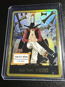 One Piece TCG The Azure Sea’s Seven English DON!! Card (Dracule Mihawk) (Gold) - Image 1