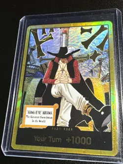 One Piece TCG The Azure Sea’s Seven English DON!! Card (Dracule Mihawk) (Gold) - Image 3