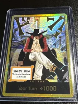One Piece TCG The Azure Sea’s Seven English DON!! Card (Dracule Mihawk) (Gold) - Image 5