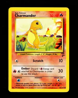 Pokemon CHARMANDER Base Set 2 Edition INK ERROR Non Holo MISPRINT Card 69/130 NM - Image 1
