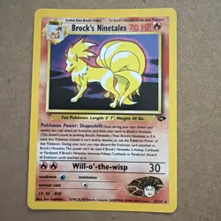 Pokemon TCG Brock's Ninetales Unlimited Holo Rare Card Gym Challenge 3/132 MP - Image 1