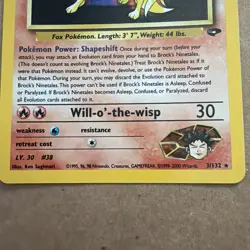 Pokemon TCG Brock's Ninetales Unlimited Holo Rare Card Gym Challenge 3/132 MP - Image 2