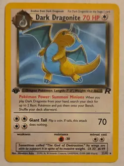 1st Edition Dragonite Team Rocket 22/82 Non-Holo Rare Pokemon Card - Image 1