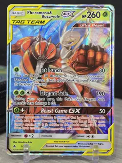 Pokemon Card Pheromosa & Buzzwole GX 1/214 Sm- Unbroken Bonds Holo Tag Team NM - Image 5