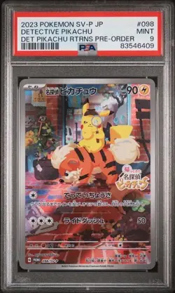 2023 Pokemon SV-P Japanese Detective Pikachu Returns Pre-Order Promo #098 PSA 9 - Image 1