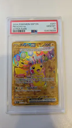 Pikachu ex 247/191 Hyper Rare PSA 10 Pokemon TCG SV08 Surging Sparks - Image 1