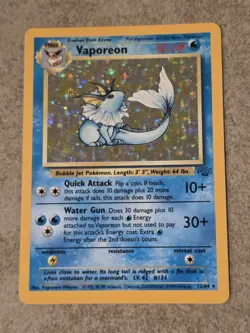 [ LP ] Vaporeon 12/64 Jungle Holo Rare Unlimited Stage 1 80HP Pokemon TCG - Image 1