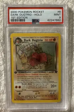 2000 Pokemon Team Rocket 1st Edition #6 Dark Dugtrio - Holo PSA 9 - Image 1