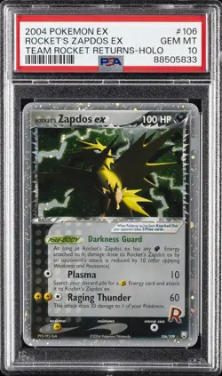 2004 POKEMON EX TEAM ROCKET RETURNS #106 ROCKET'S ZAPDOS EX-HOLO PSA 10 - Image 1