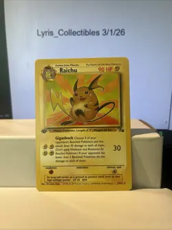 Pokemon Fossil Raichu 29/62 Non-Holo Rare 1st Edition LP - Image 1