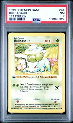 1999 Pokemon Game Bulbasaur 1st Edition PSA 7 #44 1st Edition Base Set - Image 1
