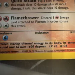 Pokemon Flareon Jungle 3/64 Holo Unlimited Holo Rare 70 HP - Image 3