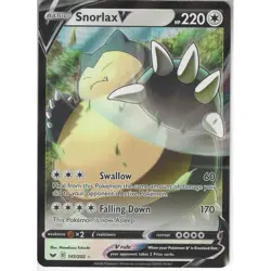 Pokemon TCG Snorlax v Sword & Shield Base Set Holo Ultra Rare Card 141/202 - Image 1