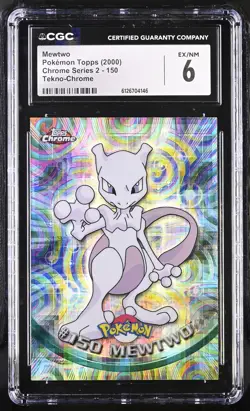 CGC 6 Mewtwo 2000 Chrome Series 2 Topps 150 Tekno Chrome Pokemon Card - Image 1
