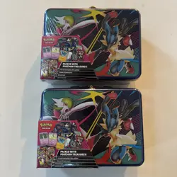 X2 2025 Pokemon TCG Collector Treasure Chest Lunch Box Tin Factory SEALED Lot 2 - Image 1