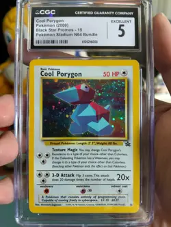 Pokemon Cool Porygon Stadium N64 Black Star Holo Promo #15 CGC 5 excellent - Image 1