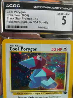 Pokemon Cool Porygon Stadium N64 Black Star Holo Promo #15 CGC 5 excellent - Image 2