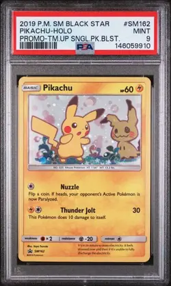 2019 POKEMON SM BLACK STAR PROMO #SM162 PIKACHU-HOLO PSA 9 (QT910 - Image 1