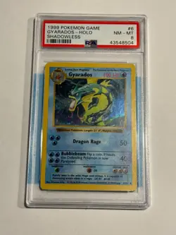 1999 Pokemon Game Gyarados Base Set Shadowless Holo Rare #6 PSA 8 NM-MT - Image 1