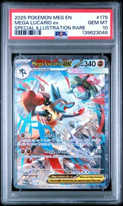 2025 POKEMON MEG EN-SPECIAL ILLUSTRATION RARE #179 MEGA LUCARIO EX PSA 10 - Image 1