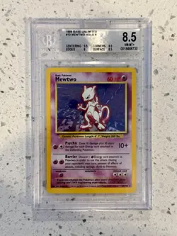 1999 Pokemon Base Set Unlimited MEWTWO Holo BGS 8.5 10/102 Strong Subs - Image 1