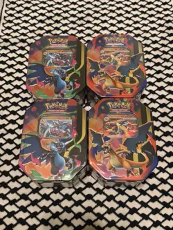 Pokemon TCG Mega Charizard EX Tins Set of 4 (X & Y) - Image 1