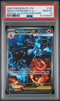 2025 POKEMON PFL EN-PHANTASMAL FLAMES #125 MEGA CHARIZARD X EX PSA 10 - Image 1